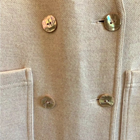 Vintage 1980 Rodier Pink Knit Skirt Suit w/  Mother of Pearl Buttons Sz 44 M / L - Picture 2 of 6